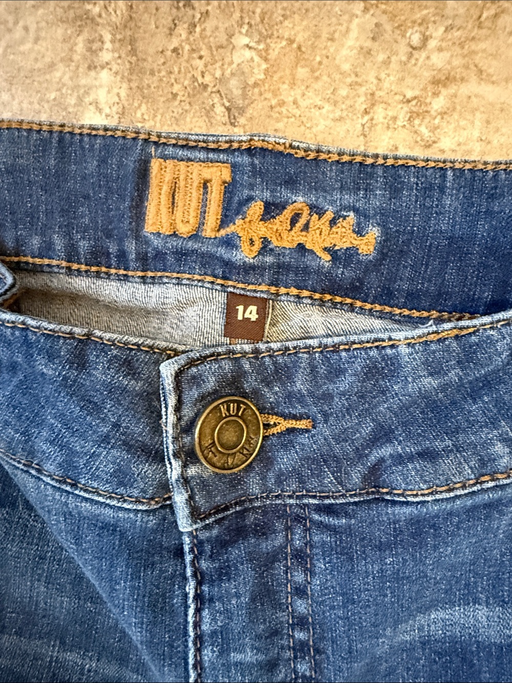 Kut from the Kloth Dark Blue Cuffed Denim Bermuda Shorts - Picture 2 of 3